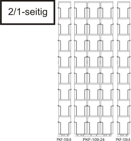 Postkarten-Bodenständer, 109 mm Fachbreite, 64 Kartenfächer, 2/1-reihig, schwarz
